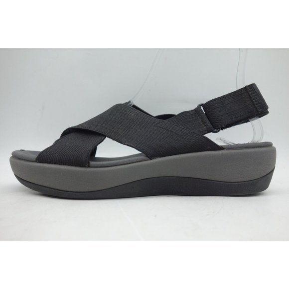 Clarks Black Stretch Strap Casual Adjustable Sandals Shoes Women's 6 M - Picture 7 of 10